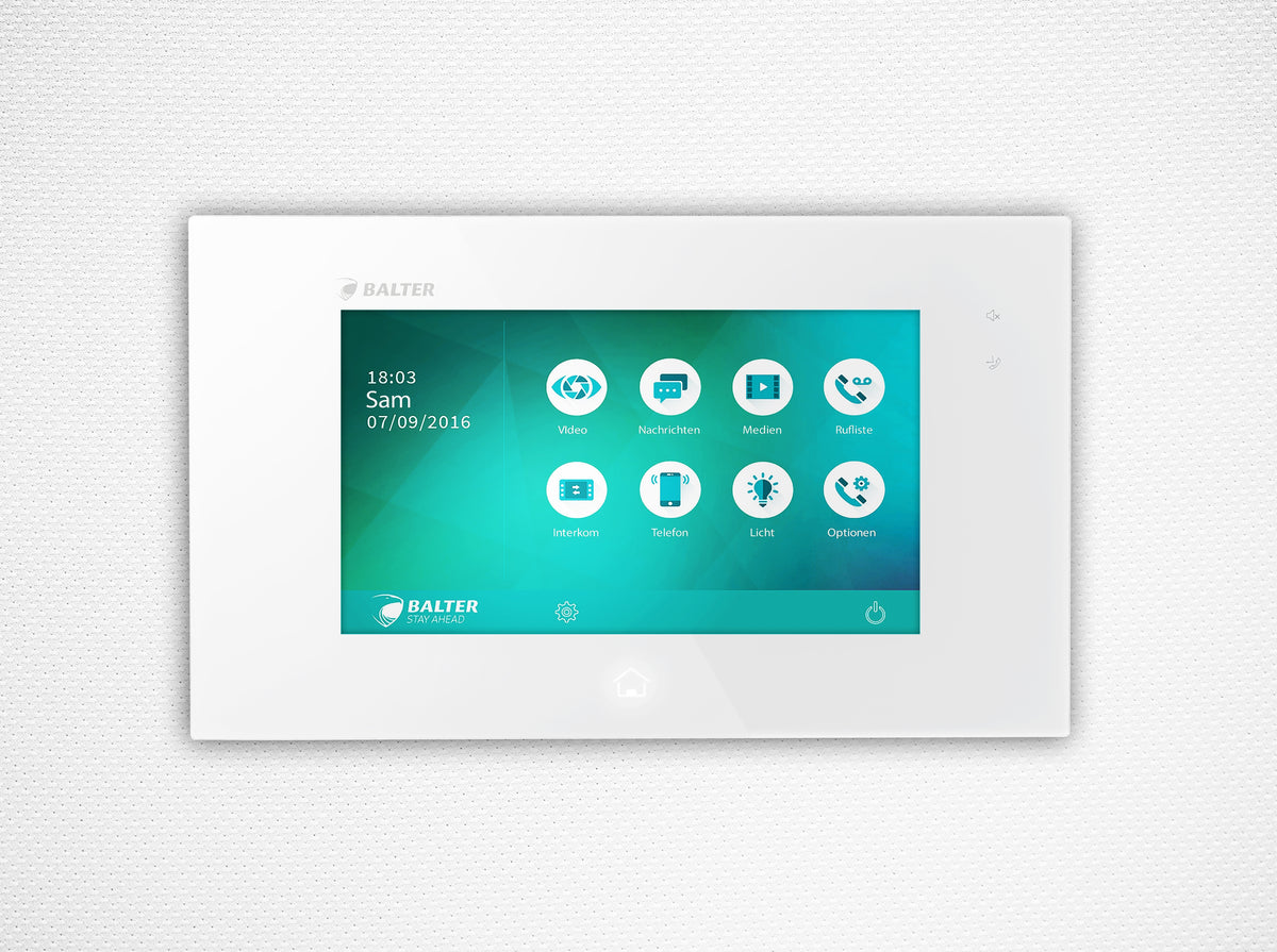 BALTER JUNO 7 " Videostation, Touchscreen Bildschirm, 2-Draht BUS Technologie, Plexiglas, Interkom, microSD-Slot, Weiß – JUNO