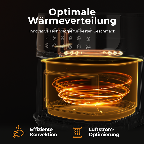Balter Heißluftfritteuse Airfryer, 5,5 L, Friteuse Heissluftfritteuse XXL mit Sichtfenster 12 SMARTE PROGRAMME